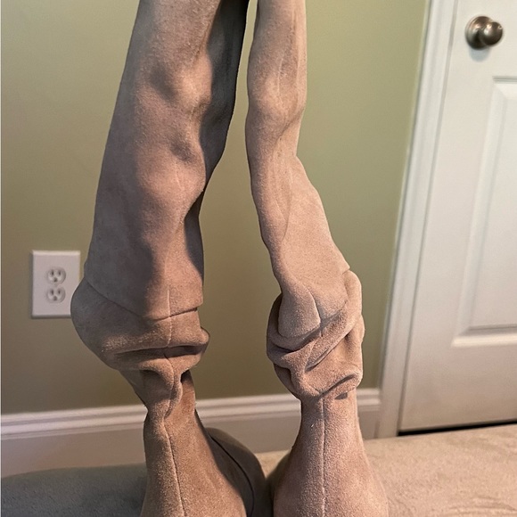 Steve Madden Sagan Women’s Tan Suede & leather Tall Slouchy Boots - Picture 2 of 5